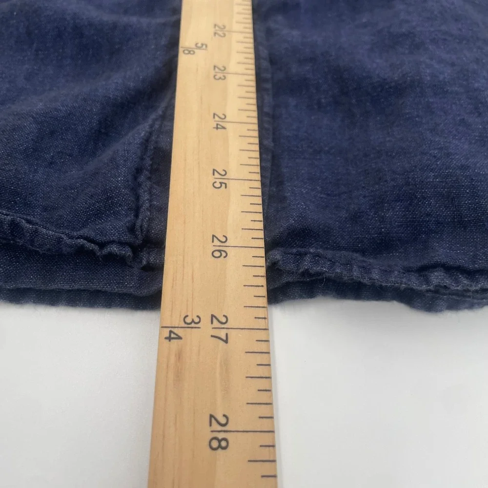 Banana Republic Button Down Mens S Navy Blue 100% Linen Standard Fit Summer